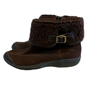 EASY SPIRIT Explorer 24 Lockdown Brown Suede Ankle Boots Size 11 Zip Up